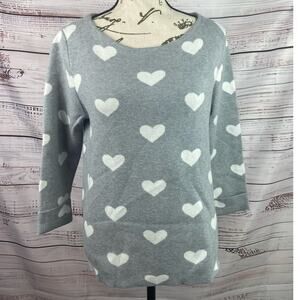 Cynthia Rowley Sweater Womens S Heart 3/4 Sleeve Scoop Neck Viscose Blend